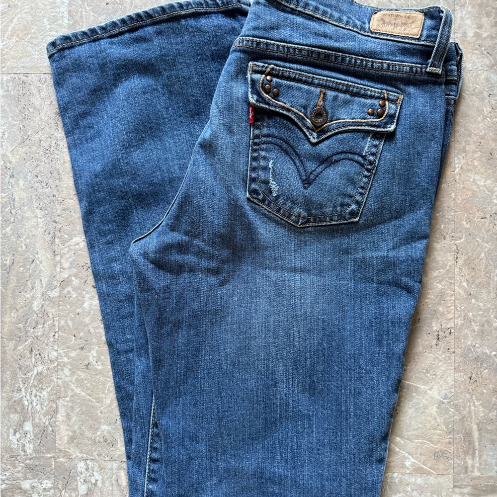 Levi's Blue Boot Cut Jeans with Stretch 515 10M super cute pockets